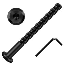 Etauwe 20-Piece M6 x 70mm Flat Head Socket Cap Screws - Carbon Steel Black Oxide Furniture Bolts with Hex Key, Partially Thread Machine Fasteners