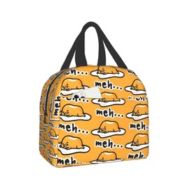 Gudetama Cute Insulated Lunch Bag Cooler Tote with Front Pocket Water-Resistant Thermal Leak-Proof Lunch Organizer for Woman Man Outdoor School Work Pinic or Travel