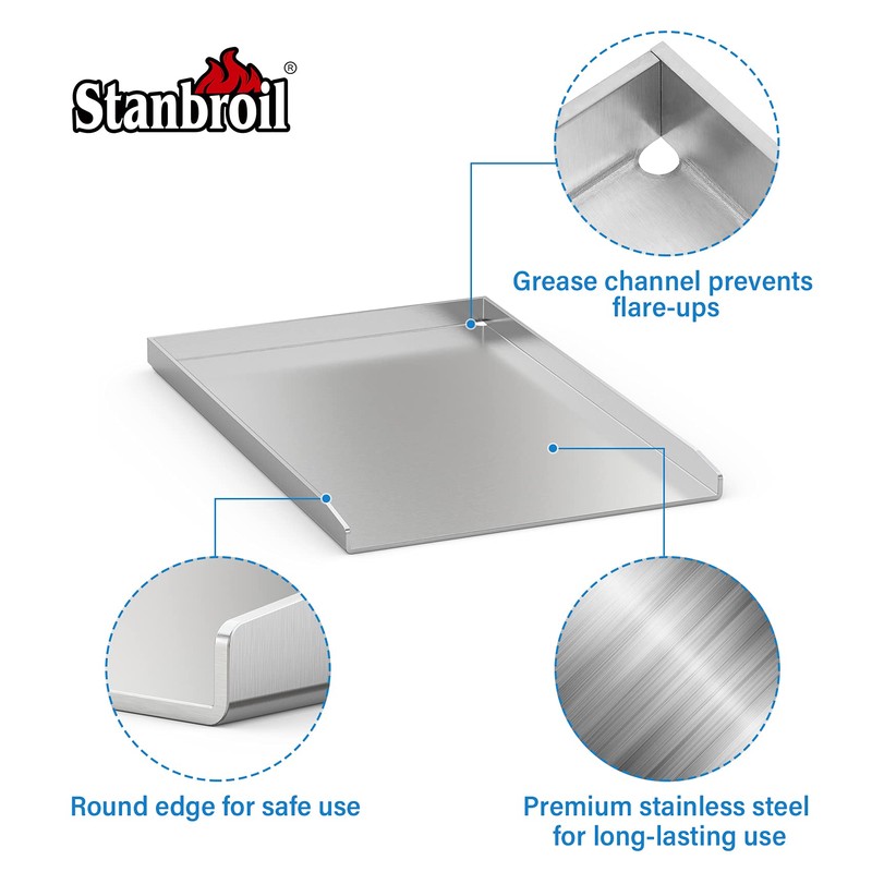 Stanbroil Universal Stainless Steel Griddle Pan for Outdoor Grill Stove