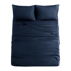 JOLLYVOGUE Twin XL Bed Sheet Set - 3 Piece Bed Sheets Set with Deep Pocket - Soft Breathable & Cooling - Resists Shrinkage & Fading Draps Queen - Easy Care (Navy Blue)