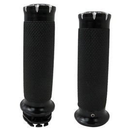 Universal Motorcycle Handle Bar Hand Grips Black/Chrome Replacement for Harley Davidson 2002 Dyna Super Glide FXD(25mm)