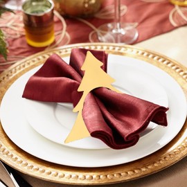 6 Pcs Christmas Tree Napkin Rings Gold Christmas Tree Shaped Napkin Holder Metal Xmas Holiday Napkin Ring Buckles Table Decorations for Christmas Winter New Year Holiday Table Accessories