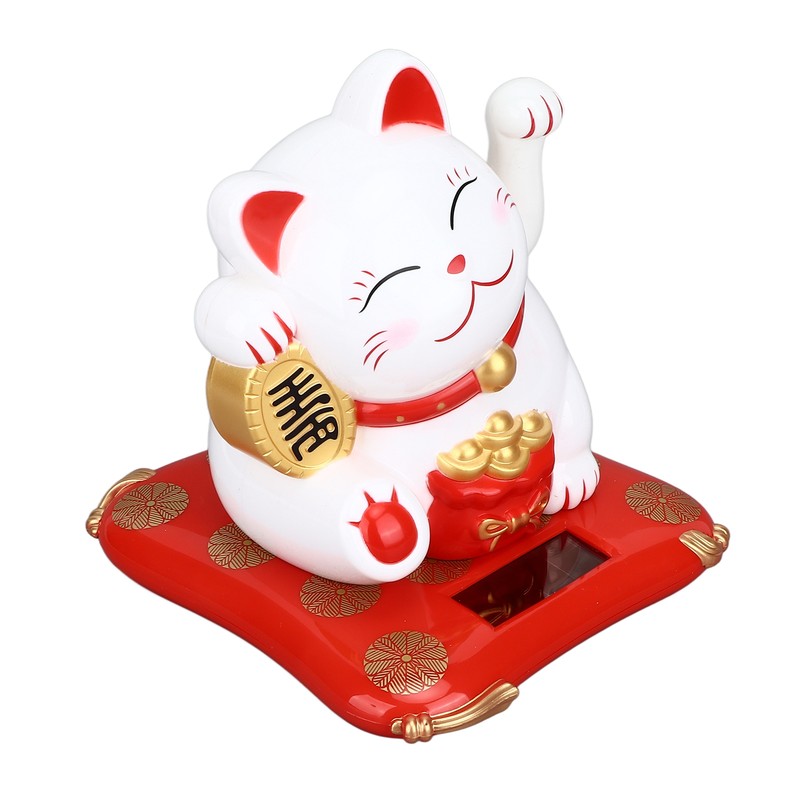 Lucky Cat Solar Powered Cute Decorative Wealth Welcoming Waving Fortune