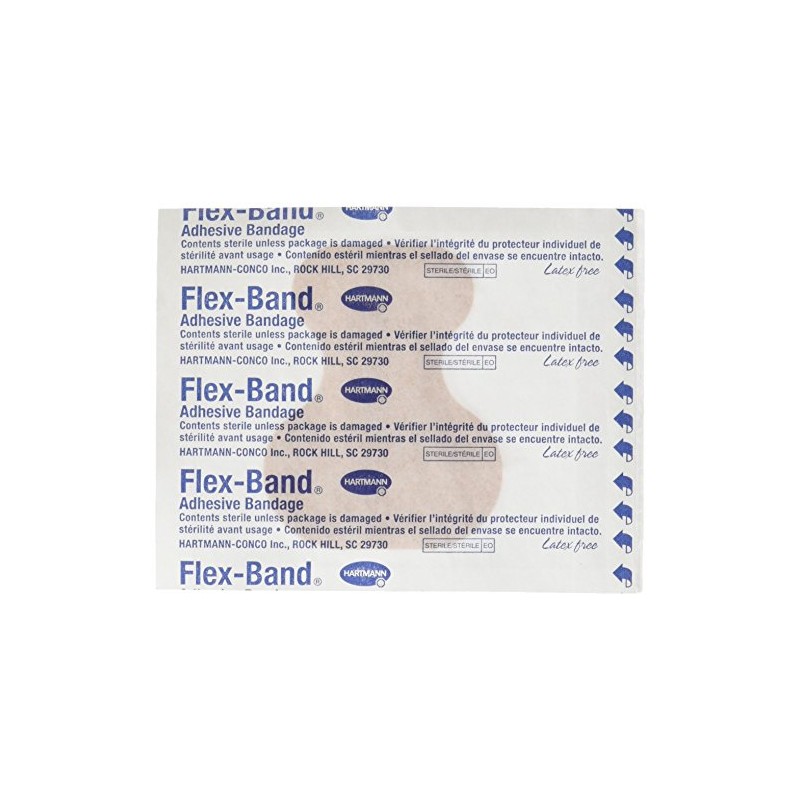 Flex-Band Fabric Adhesive Bandages, Fingertip, 2" x 2 1/2" ,