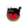 Cute Black Cat Watermelon Enamel Brooch Pin Funny Novelty Cartoon