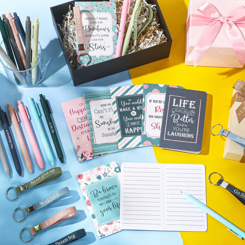 PerKoop 48 Pcs Inspirational Gifts Bulk Motivational Notepads Ballpoint Pens