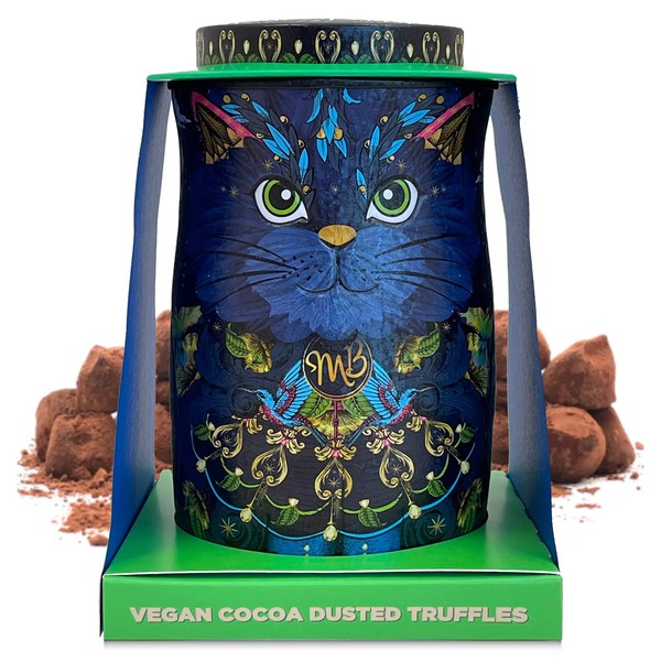 Monty Bojangles Cocoa Nib Nights Cat Tin | Vegan Cocoa Dusted Truffles, Midnight Prince Cat - 135g