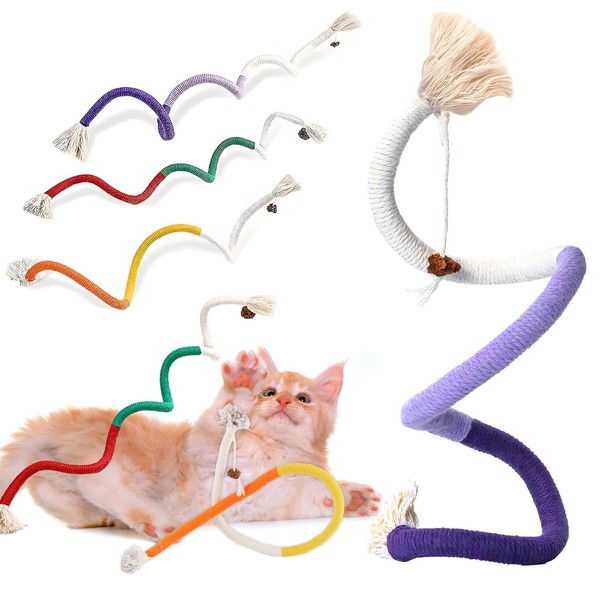 Shyllin Pack of 3 Cat Toy Teething Rope, Catnip Stick