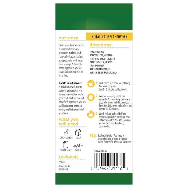 Canterbury Naturals Artisan Soup Mix, Potato Corn Chowder Soup Mix,