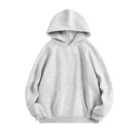 ANRABESS Women Hoodies Oversized Fleece Long Sleeve Comfy Casual Basic Pullover Sweatshirts 2025 Fall Outfits Y2K Clothes Grey Large