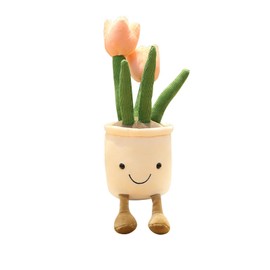 Henrrida 13.7" Tulip Plush Throw Pillow Filled Plush Pillow Soft Fluffy Throw Pillow Pink