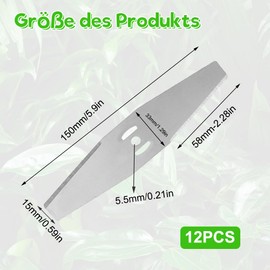 ASOFTY Pack of 12 Metal Lawn Trimmer Blades, Lawn Mower Replacement Blade, Metal Brush Cutter Blade, Lawn Mower Replacement Blade for Garden Lawn Mowing