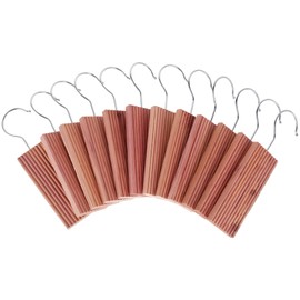 12 Pcs Cedar Blocks with 12 Hook Hanger Red Cedar Hang Ups Natural Aromatic Cedar Long-lasting Scent Cedar Planks Portable Cedar Sachets for Drawers and Closets 13x4.9x1.2cm