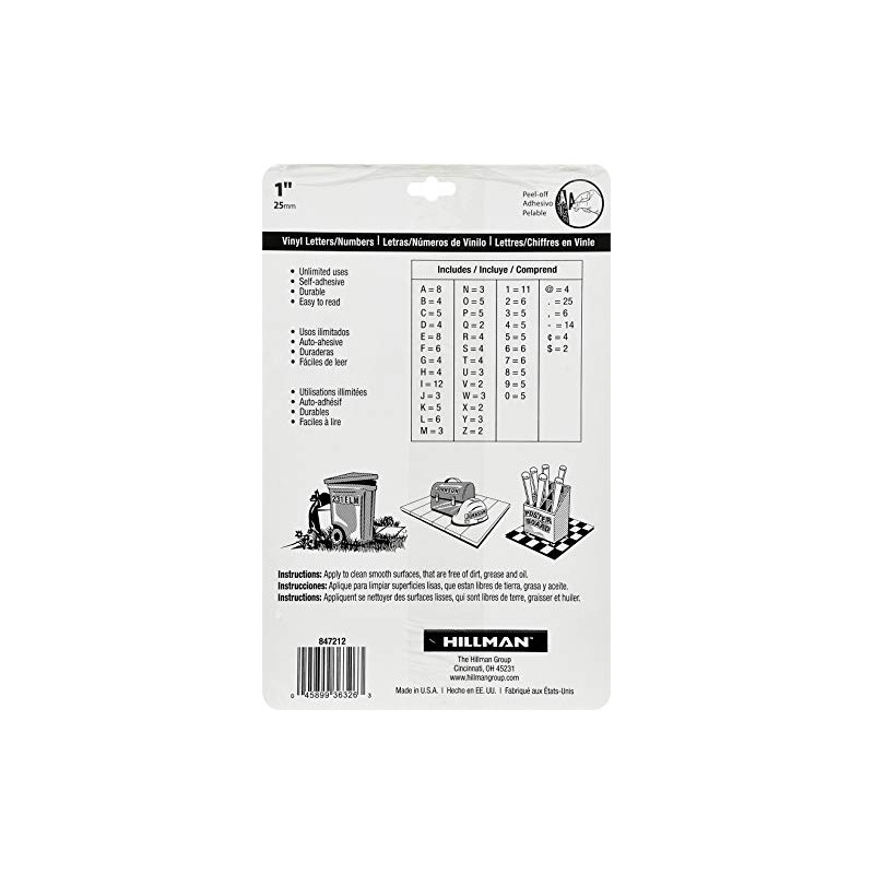 Hillman 847212 1-Inch Die-Cut Letters/Numbers Kit, Black