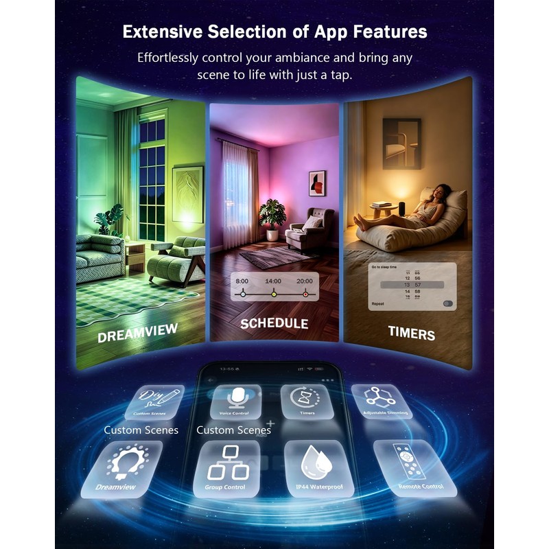 GeyouLux RGBCW Smart Uplighting Indoor, APP Control Alexa, Google Home