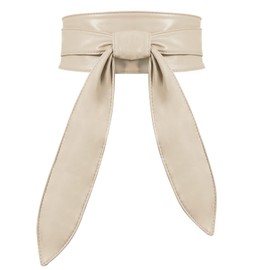 WHIPPY Women Obi Belt Fashion Wrap Around Wide Waistband Knotted Cinch Belt for Dress, Beige, L