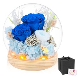Hatende Preserved Rose Flowers for Women Mom Wife Grandma, Fresh Flowers Bouquet in Glass Dome with LED Lights, Forever Roses Unique Gifts for Mother's Day, Anniversary, Birthday