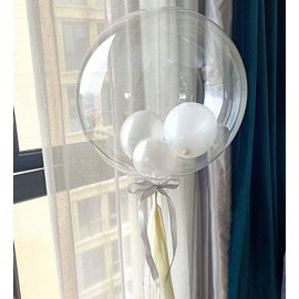 Pack of 30 Bobo Balloons, Transparent Bobo Balloons, Birthday Crystal Bubble Clear Balloons, Jumbo Party Balloons (16 inches ~ 24 inches)