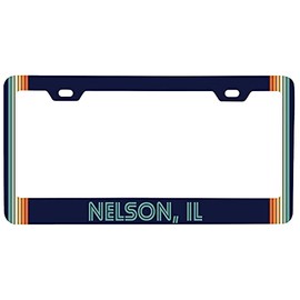 Nelson Illinois Car Metal License Plate Frame Retro Design