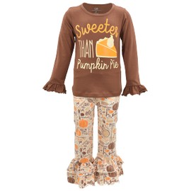 Unique Baby Traje de Acción de Gracias para niñas de 2 piezas, Más dulce que el pastel, 10 Años