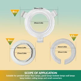 XIYING 24 Pcs Lamp Shade Adapter Ring, Lampshade Fittings Light Shade Adapter Ring, Lamp Light Fitting Parts for Lampshade Adaptor Replacement