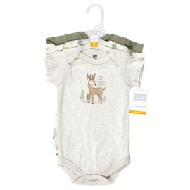 Hudson Baby Unisex Baby Cotton Bodysuits, Forest Deer 3-Pack, 12-18 Months