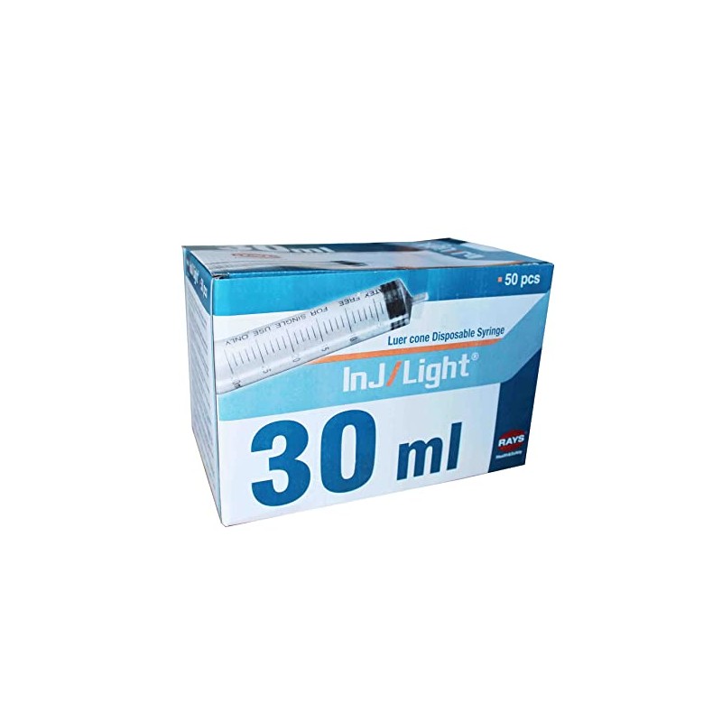 Sterile Rays 30ml Syringes Eccentric box 50