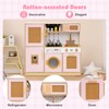 Costzon Kids Kitchen Playset, Wooden Play Kitchen w/Rattan Door, Realistic