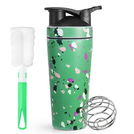 Stainless Steel Protein Shaker, Thermal Bottle with BlenderBall Shaker Bottle, 750 ml Vacuum Insulated Stainless Steel for Creamy, Lump-free Shakes - Protein Shaker - Leak-Proof - BPA Free Green with