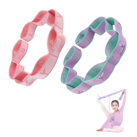 2pcs Stretch Strap for Kids,Elastic Yoga Stretching Strap with Loops, Multi-Loop Adjustable Exercise Stretching Bands，Stretching Resistance Ballet Bands for Dance, Latin, Gymnastics Exercis -8Loops