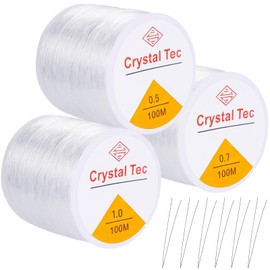 Elastic Jewellery Thread 3 Rolls 100 m Roll Transparent Beads Thread 0.5/0.7/1.0 mm Bead Cord Elastic Band for Bracelets Invisible Tear-Resistant Nylon Cord for DIY Jewellery Stretchy Bracelet String