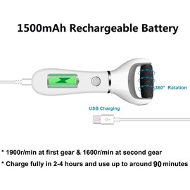 BOMPOW Electric Foot Scrubber Foot File Hard Skin Remover Pedicure Tools Electronic Callus kit for Cracked Heels and Dead Skin with 2 Roller Heads, White