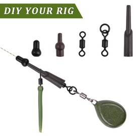 SHADDOCK 100pcs Carp Fishing Tackle Box Kit Running Rigs Swivel Sleeve Connector Round Head Buffer Beads Rolling Swivel Carp Fishing Accessories Set With Box(100pcs-B)