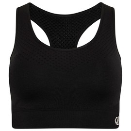 Dare 2B Womens Dont Sweat It Medium Impact Sports Bra, Seamless Q-WIC Antibacterial Fabric - Perfect for Activewear, Working Out & Yoga Black/Black