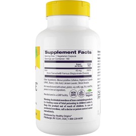 Healthy Origins Iron Ease (Featuring Ferrochel), 45 mg - Easily Digestible Iron Supplements for Men & Women - Vegan, Non-GMO & Gluten-Free Supplement - 180 Veggie Capsules