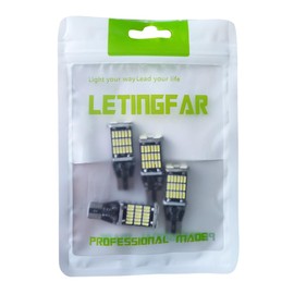 T16 LED Back Lamp, 1200 Lumens, Built-in Canceller, CANBUS Back Lamp, T16 W16W, T10, T15, Back Lamp, High Brightness, White 4014 LED, 45 Links, 12V, Non-Polarity, White Backlight, 6000K, 50000+ Hours Lifespan (Set of 4)