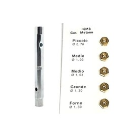 RYELDOM Set of 5 Nozzles 6 MB for Methane Gas Cookers + Key Chrome Plated Methane Gas Hob Nozzles: Maximum Safety and Control for Perfect Cooking!