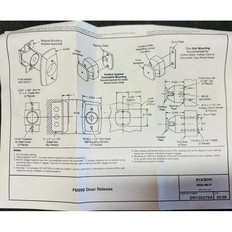 Rixson Assa Abloy 998 689 - Door Holder Wall Mount