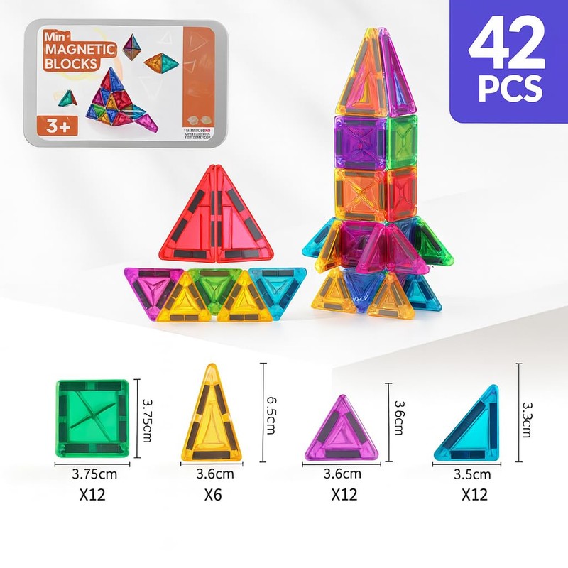 42 Pcs Mini Magnetic Tiles Building Blocks Toys