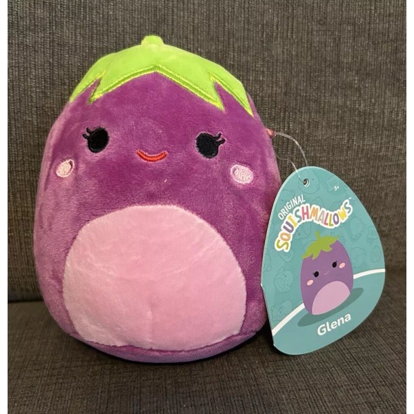 Kellytoy New NWT Squishmallow 5” Glena Eggplant Soft Purple Veggie
