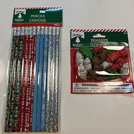 Christmas Themed Pencils and Erasers (12 Each)