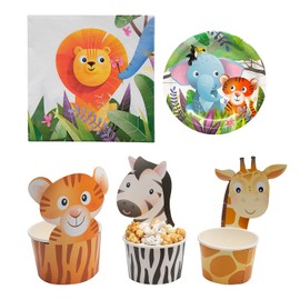 Fun Express 44 Pc. Zoo Party Snack Disposable Tableware Kit for 12