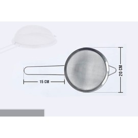 BRICOMIRAS Stainless Steel 20 cm Kitchen Strainer, Fine Mesh for Oil, Pasta, Rice etc., Dishwasher Safe