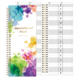 Appointment Book - Salon Appointment Book, 11.5" x 4.7", Hourly Planner, 2 Columns, Undated, 6 AM - 9 PM, Spiral Bound, 200 Pages, Colorful