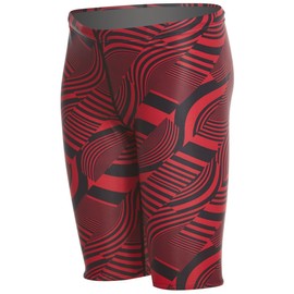 iSwim Swirl Jammer Swimsuit – Boys's Competitive Swim Shorts, Quick Dry, UPF 50+, Lined, Athletic Fit - Red - 24
