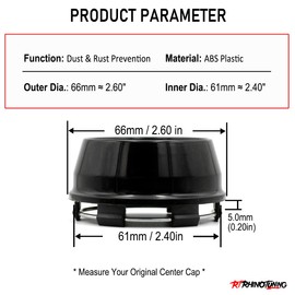RhinoTuning Wheel Hub Caps Outer 66 mm Inner 61 mm Silver Pack of 4