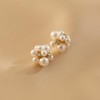 Pearl Stud Earrings for Women,Large Pearl Cluster Earrings,Cute Big Beaded