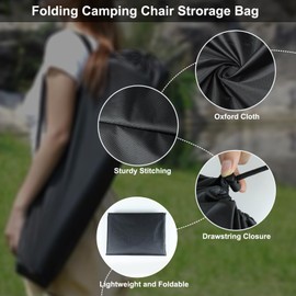 Riuog Camp Chair Replacement Bag, 35 x 7in Protective Carrying Chair Bag with Drawstring Strap for Foldable Chair, Folding Lawn Chair, GCI Rocker Chair, Tent Pole, Black (Black)