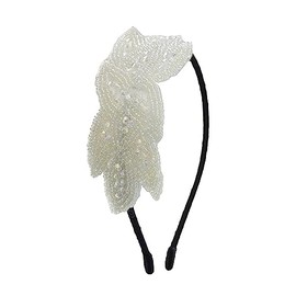 YALLNASL Flapper Headbands for Women 1920s Headpiece White Beaded Hairband for Women Girls Rhinestone Flapper Head Band Hair Accessories Soft Non Slip Costumes Party HeadBand Gifts