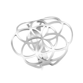 AFSTALR Flower of Life Ring, Large Hollow Finger Rings, Adjustable Filigree Flower Ring Band for Women, Stainless Steel
